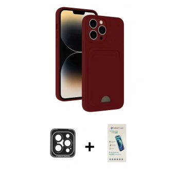 MARSİLYAN™- iPhone 15 Pro Max Kılıf Vadi Çizgi Prime - Şeffaf Pasifik Cam Ekran Koruyucu + PVD Metal Kamera Lens - SH