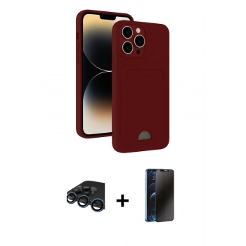 MARSİLYAN™- iPhone 15 Pro Max Kılıf Vadi Çizgi Prime - Siyah 3D Antistatik Hayalet Cam Ekran Koruyucu + Raze Metal Kamera Lens - LT