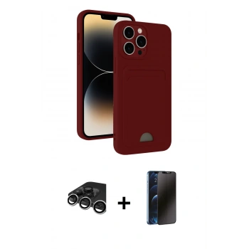 MARSİLYAN™- iPhone 15 Pro Max Kılıf Vadi Çizgi Prime - Siyah 3D Antistatik Hayalet Cam Ekran Koruyucu + Raze Metal Kamera Lens - GS