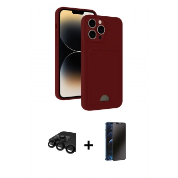MARSİLYAN™- iPhone 15 Pro Max Kılıf Vadi Çizgi Prime - Siyah 3D Antistatik Hayalet Cam Ekran Koruyucu + Raze Metal Kamera Lens - SH