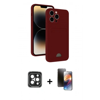 MARSİLYAN™- iPhone 15 Pro Max Kılıf Vadi Çizgi Prime - Siyah 3D Antistatik Mat Seramik Nano Ekran Koruyucu + PVD Metal Kamera Lens - SH