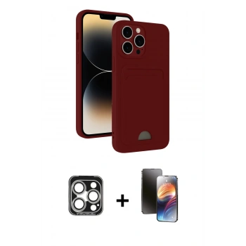 MARSİLYAN™- iPhone 15 Pro Max Kılıf Vadi Çizgi Prime - Siyah 3D Antistatik Mat Seramik Nano Ekran Koruyucu + PVD Metal Kamera Lens - GS