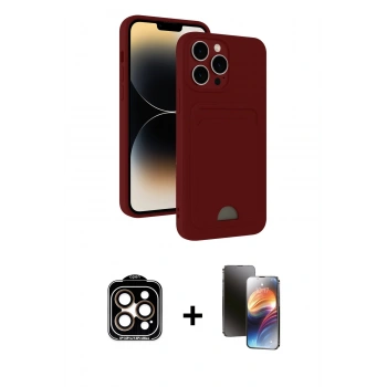 MARSİLYAN™- iPhone 15 Pro Max Kılıf Vadi Çizgi Prime - Siyah 3D Antistatik Mat Seramik Nano Ekran Koruyucu + PVD Metal Kamera Lens - TU