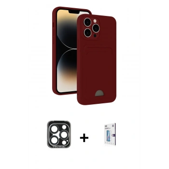 MARSİLYAN™- iPhone 15 Pro Max Kılıf Vadi Çizgi Prime - Siyah Bilvis 0.18mm Plus Cam Ekran Koruyucu + PVD Metal Kamera Lens - LT