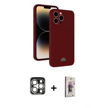 MARSİLYAN™- iPhone 15 Pro Max Kılıf Vadi Çizgi Prime - Siyah Bilvis 3D Cam Ekran Koruyucu + PVD Metal Kamera Lens - GS