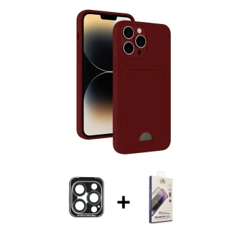 MARSİLYAN™- iPhone 15 Pro Max Kılıf Vadi Çizgi Prime - Siyah Bilvis 3D Mat Cam Ekran Koruyucu + PVD Metal Kamera Lens - LT