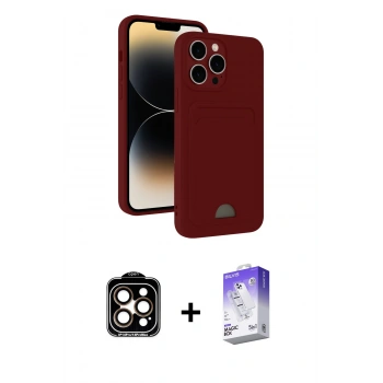 MARSİLYAN™- iPhone 15 Pro Max Kılıf Vadi Çizgi Prime - Siyah Bilvis 5in1 3D Magic Cam Ekran Koruyucu + PVD Metal Kamera Lens - TU