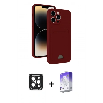 MARSİLYAN™- iPhone 15 Pro Max Kılıf Vadi Çizgi Prime - Siyah Bilvis 5in1 3D Magic Cam Ekran Koruyucu + PVD Metal Kamera Lens - SH