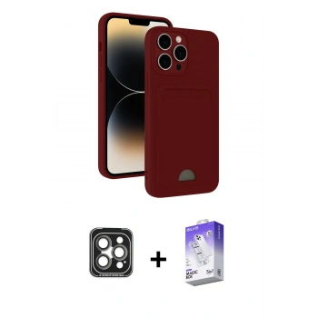 MARSİLYAN™- iPhone 15 Pro Max Kılıf Vadi Çizgi Prime - Siyah Bilvis 5in1 3D Magic Cam Ekran Koruyucu + PVD Metal Kamera Lens - GI