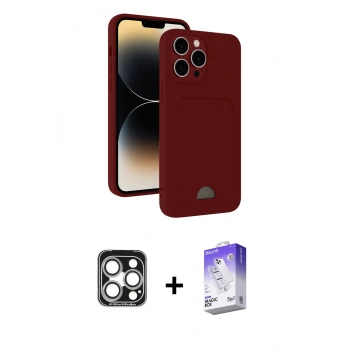 MARSİLYAN™- iPhone 15 Pro Max Kılıf Vadi Çizgi Prime - Siyah Bilvis 5in1 3D Magic Cam Ekran Koruyucu + PVD Metal Kamera Lens - GS