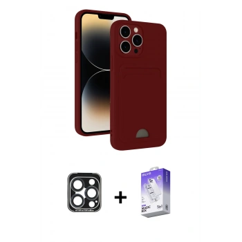 MARSİLYAN™- iPhone 15 Pro Max Kılıf Vadi Çizgi Prime - Siyah Bilvis 5in1 3D Magic Cam Ekran Koruyucu + PVD Metal Kamera Lens - LT