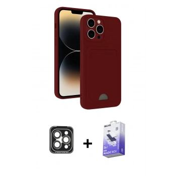 MARSİLYAN™- iPhone 15 Pro Max Kılıf Vadi Çizgi Prime - Siyah Bilvis 5in1 5D Magic Hayalet Cam Ekran Koruyucu + PVD Metal Kamera Lens - GI