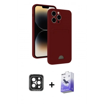 MARSİLYAN™- iPhone 15 Pro Max Kılıf Vadi Çizgi Prime - Siyah Bilvis 5in1 5D Magic Hayalet Cam Ekran Koruyucu + PVD Metal Kamera Lens - SH