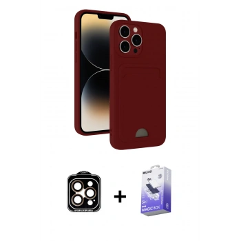 MARSİLYAN™- iPhone 15 Pro Max Kılıf Vadi Çizgi Prime - Siyah Bilvis 5in1 5D Magic Hayalet Cam Ekran Koruyucu + PVD Metal Kamera Lens - TU