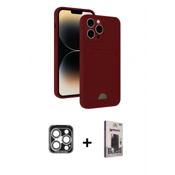 MARSİLYAN™- iPhone 15 Pro Max Kılıf Vadi Çizgi Prime - Siyah Bilvis Hayalet Cam Ekran Koruyucu + PVD Metal Kamera Lens - GS