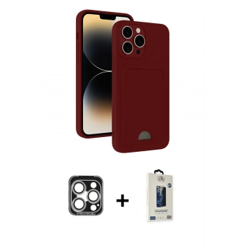 MARSİLYAN™- iPhone 15 Pro Max Kılıf Vadi Çizgi Prime - Siyah Bilvis Hayalet Cam Ekran Koruyucu + PVD Metal Kamera Lens - GS