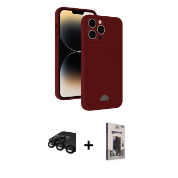 MARSİLYAN™- iPhone 15 Pro Max Kılıf Vadi Çizgi Prime - Siyah Bilvis Hayalet Cam Ekran Koruyucu + Raze Metal Kamera Lens - SH