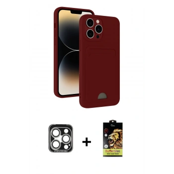 MARSİLYAN™- iPhone 15 Pro Max Kılıf Vadi Çizgi Prime - Siyah Buffer Cam Ekran Koruyucu + PVD Metal Kamera Lens - GS