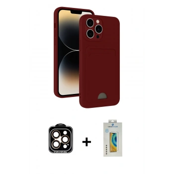 MARSİLYAN™- iPhone 15 Pro Max Kılıf Vadi Çizgi Prime - Siyah Polymer Nano Ekran Koruyucu + PVD Metal Kamera Lens - TU