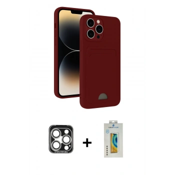 MARSİLYAN™- iPhone 15 Pro Max Kılıf Vadi Çizgi Prime - Siyah Polymer Nano Ekran Koruyucu + PVD Metal Kamera Lens - GS