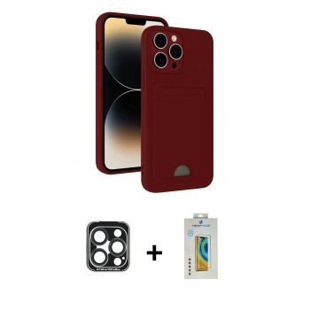 MARSİLYAN™- iPhone 15 Pro Max Kılıf Vadi Çizgi Prime - Siyah Polymer Nano Ekran Koruyucu + PVD Metal Kamera Lens - LT