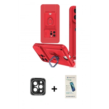 MARSİLYAN™- iPhone 15 Pro Max Kılıf Vadi Form Prime - Şeffaf Pasifik Cam Ekran Koruyucu + PVD Metal Kamera Lens - SH