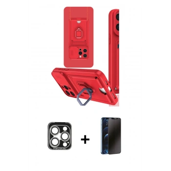 MARSİLYAN™- iPhone 15 Pro Max Kılıf Vadi Form Prime - Siyah 3D Antistatik Hayalet Cam Ekran Koruyucu + PVD Metal Kamera Lens - GS