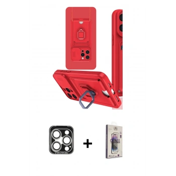MARSİLYAN™- iPhone 15 Pro Max Kılıf Vadi Form Prime - Siyah Bilvis 3D Cam Ekran Koruyucu + PVD Metal Kamera Lens - GS