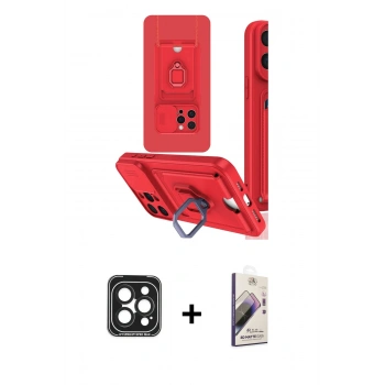 MARSİLYAN™- iPhone 15 Pro Max Kılıf Vadi Form Prime - Siyah Bilvis 3D Mat Cam Ekran Koruyucu + PVD Metal Kamera Lens - SH