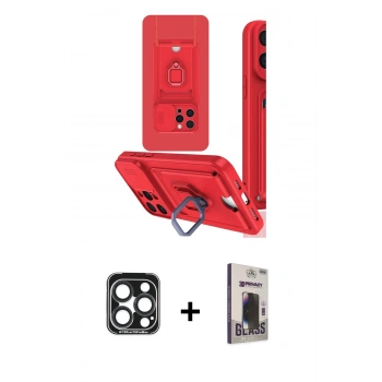 MARSİLYAN™- iPhone 15 Pro Max Kılıf Vadi Form Prime - Siyah Bilvis Hayalet Cam Ekran Koruyucu + PVD Metal Kamera Lens - LT