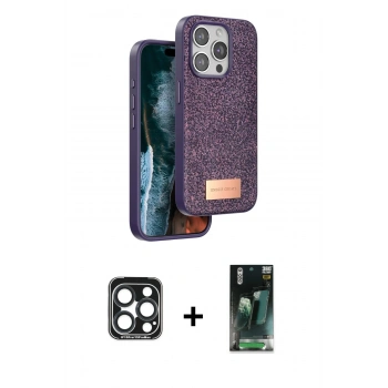 MARSİLYAN™- iPhone 15 Pro Max Kılıf Vadi Klasik Serisi - Şeffaf 360 Full Body Arka Koruyucu + PVD Metal Kamera Lens - LT