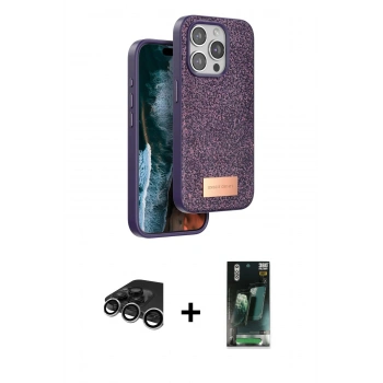 MARSİLYAN™- iPhone 15 Pro Max Kılıf Vadi Klasik Serisi - Şeffaf 360 Full Body Arka Koruyucu + Raze Metal Kamera Lens - GS