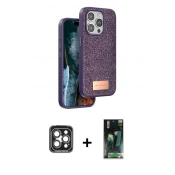 MARSİLYAN™- iPhone 15 Pro Max Kılıf Vadi Klasik Serisi - Siyah 360 Mat Full Body Arka Koruyucu + PVD Metal Kamera Lens - GI