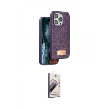 MARSİLYAN™- iPhone 15 Pro Max Kılıf Vadi Klasik Serisi - Siyah Bilvis 3D Mat Cam Ekran Koruyucu