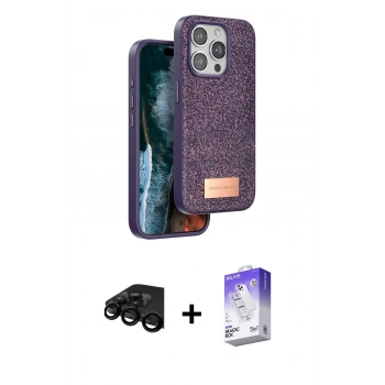 MARSİLYAN™- iPhone 15 Pro Max Kılıf Vadi Klasik Serisi - Siyah Bilvis 5in1 3D Magic Cam Ekran Koruyucu + Raze Metal Kamera Lens - SH