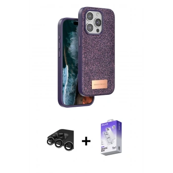 MARSİLYAN™- iPhone 15 Pro Max Kılıf Vadi Klasik Serisi - Siyah Bilvis 5in1 3D Magic Cam Ekran Koruyucu + Raze Metal Kamera Lens - TMGI
