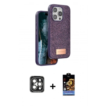MARSİLYAN™- iPhone 15 Pro Max Kılıf Vadi Klasik Serisi - Siyah Buffer Hayalet Cam Ekran Koruyucu + PVD Metal Kamera Lens - GI