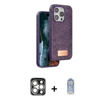 MARSİLYAN™- iPhone 15 Pro Max Kılıf Vadi Klasik Serisi - Siyah Joko Magic 5D Cam + PVD Metal Kamera Lens - GS