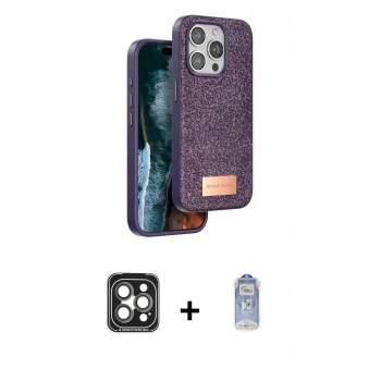 MARSİLYAN™- iPhone 15 Pro Max Kılıf Vadi Klasik Serisi - Siyah Joko Magic 5D Cam + PVD Metal Kamera Lens - GI