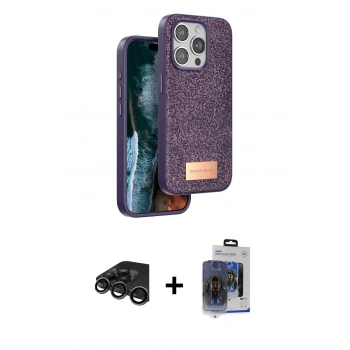 MARSİLYAN™- iPhone 15 Pro Max Kılıf Vadi Klasik Serisi - Siyah Vanessa Magic Cam + Raze Metal Kamera Lens - TMGI