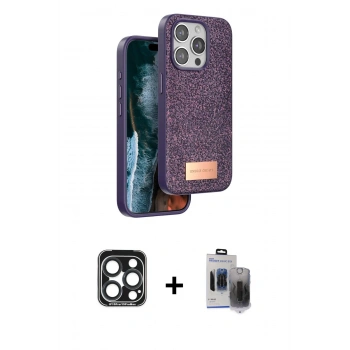 MARSİLYAN™- iPhone 15 Pro Max Kılıf Vadi Klasik Serisi - Siyah Vanessa Magic Hayalet Cam + PVD Metal Kamera Lens - LT