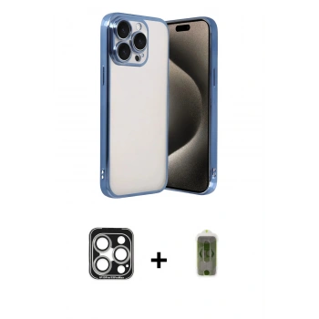 MARSİLYAN™- iPhone 15 Pro Max Kılıf Vadi Minimal - Siyah Joko Magic 5D Hayalet Cam + PVD Metal Kamera Lens - GS