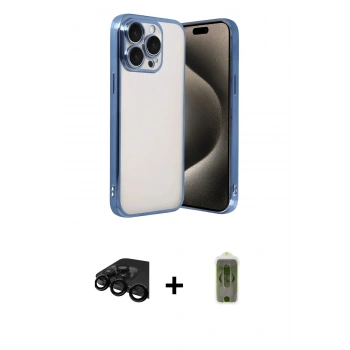 MARSİLYAN™- iPhone 15 Pro Max Kılıf Vadi Minimal - Siyah Joko Magic 5D Hayalet Cam + Raze Metal Kamera Lens - SH