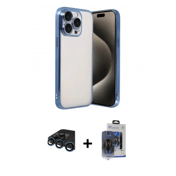 MARSİLYAN™- iPhone 15 Pro Max Kılıf Vadi Minimal - Siyah Vanessa Magic Cam + Raze Metal Kamera Lens - LT