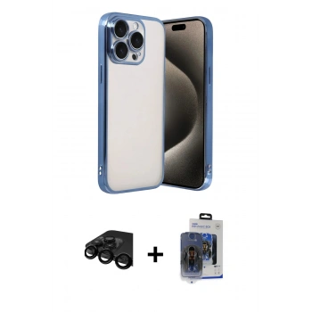 MARSİLYAN™- iPhone 15 Pro Max Kılıf Vadi Minimal - Siyah Vanessa Magic Cam + Raze Metal Kamera Lens - SH