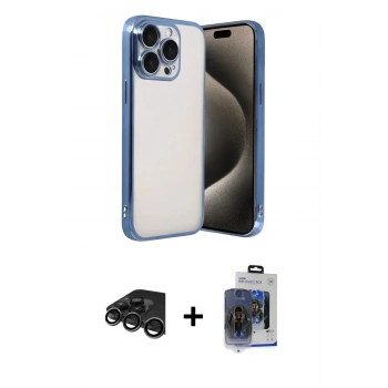 MARSİLYAN™- iPhone 15 Pro Max Kılıf Vadi Minimal - Siyah Vanessa Magic Cam + Raze Metal Kamera Lens - TMGI