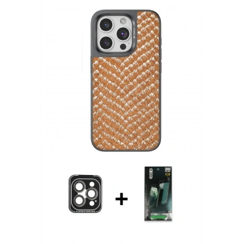 MARSİLYAN™- iPhone 15 Pro Max Kılıf Vadi Özel Seri - Şeffaf 360 Full Body Arka Koruyucu + PVD Metal Kamera Lens - GI