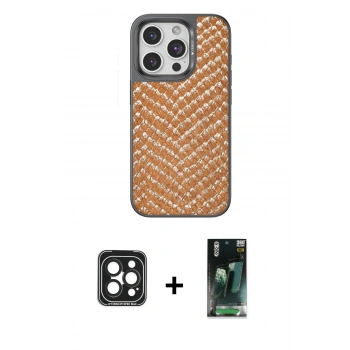 MARSİLYAN™- iPhone 15 Pro Max Kılıf Vadi Özel Seri - Şeffaf 360 Full Body Arka Koruyucu + PVD Metal Kamera Lens - SH