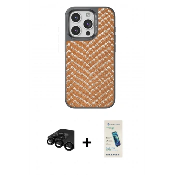 MARSİLYAN™- iPhone 15 Pro Max Kılıf Vadi Özel Seri - Şeffaf Pasifik Cam Ekran Koruyucu + Raze Metal Kamera Lens - SH