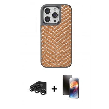 MARSİLYAN™- iPhone 15 Pro Max Kılıf Vadi Özel Seri - Siyah 3D Antistatik Mat Seramik Nano Ekran Koruyucu + Raze Metal Kamera Lens - TMGI
